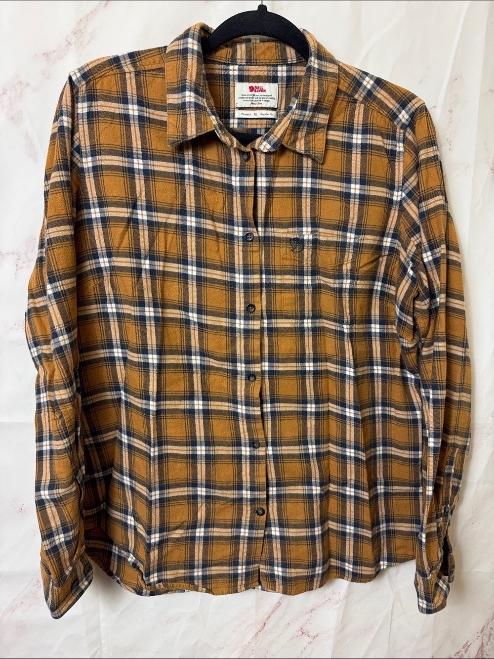 Fjallraven Women's Mustard Plaid Flannel Button Down Shirt XL
